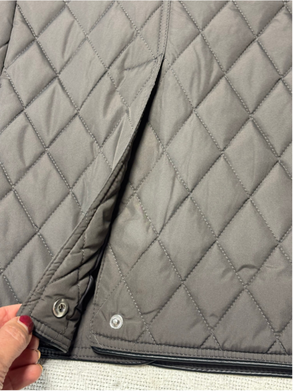LRL Ralph Lauren Grey Quilted Hooded Coat Jacket Medium EUC Preppy Quiet Luxury - Picture 13 of 14
